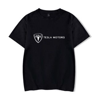 ใหม่ เสื้อยืดคอกลม แขนสั้น ผ้าฝ้าย 100% พิมพ์ลายรถยนต์ไฟฟ้า Tesla (Tesla) พลัสไซซ์ สําหรับผู้ชาย