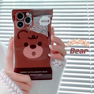 Bella _ เคสป้องกันโทรศัพท์มือถือ แบบนิ่ม ลายหมีบราวน์ สําหรับ iphone XR XS 11 12 13 14 15 pro max mini S PLUS