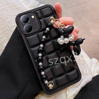 เคสโทรศัพท์มือถือ ซิลิโคนนิ่ม กันกระแทก กันรอยกล้อง พร้อมจี้ไข่มุก และสายคล้องข้อมือ แฟชั่น สําหรับ VIVO Y27 4G Y78 Y36 VIVO V27 V27e V29 V25 5G