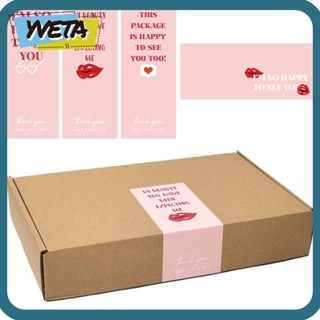 Yveta สติกเกอร์ฉลาก Thank You Happy To See You สีชมพู สําหรับติดตกแต่งบรรจุภัณฑ์ 50 ชิ้น