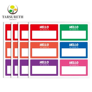 Tarsureth สติกเกอร์แท็กชื่อ ลาย Hello My Name is My Name มีกาวในตัว ทรงสี่เหลี่ยมผืนผ้า 6 สี 10 แผ่น