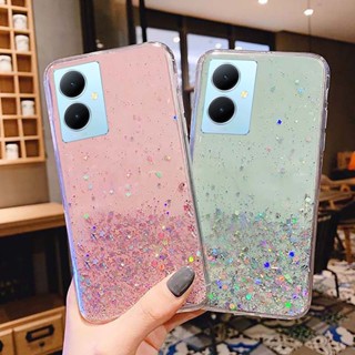 พร้อมส่ง เคสโทรศัพท์ซิลิโคน TPU นิ่ม แบบใส ปิดด้านหลัง ลายกลิตเตอร์ดาว สําหรับ VIVO Y27 4G 5G