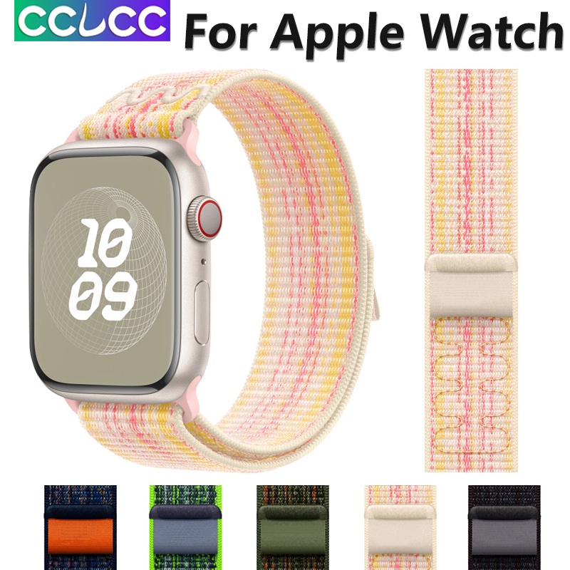 Cclcc สายนาฬิกาข้อมือไนล่อนถัก สองสี ปรับได้ สําหรับ Apple Watch 49 มม. 45 มม. 41 มม. 44 มม. 40 มม. 42 มม. 38 มม. iWatch Ultra SE Series 9 8 7 6 5 4 3 2 1