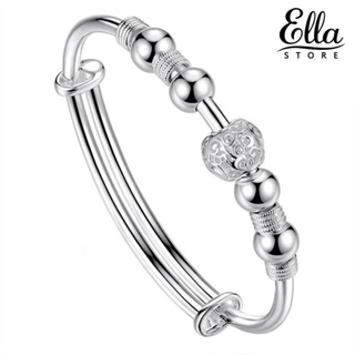 Ellastore123 สร้อยข้อมือ กําไลข้อมือ ประดับลูกปัดกลวง ปรับได้ เครื่องประดับแฟชั่น สําหรับผู้หญิง