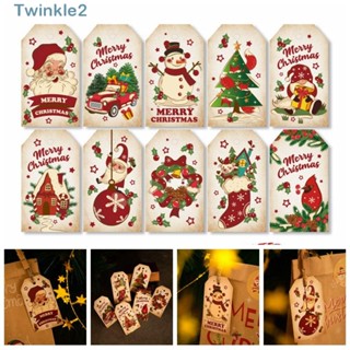 Twinkle ไม้แขวนเสื้อ แฮนด์เมด ลายซานตาคลอส สโนว์แมน สไตล์วินเทจ DIY สําหรับแขวนตกแต่งต้นคริสต์มาส 50 100 150 ชิ้น