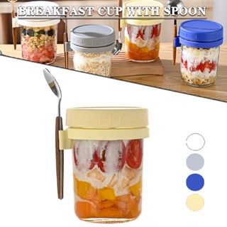 Overnight Oats Containers with Lids and Spoon Glass Oatmeal Cereal Meal Prep Jar