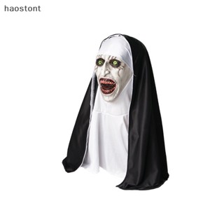 Haostont The Horror Scary Nun หน้ากากยาง พร้อมผ้าพันคอ สําหรับแต่งคอสเพลย์ฮาโลวีน