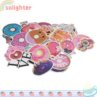 Solighter สติกเกอร์ติดกระเป๋าเดินทาง ลายโดนัทน่ารัก สีสันสดใส กันน้ํา สําหรับตกแต่งแล็ปท็อป โน๊ตบุ๊ค