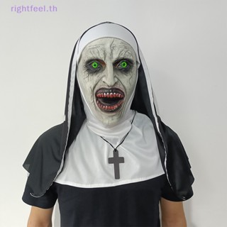 Rightfeel.th The Horror Scary Nun หน้ากากยาง พร้อมผ้าพันคอ สําหรับแต่งคอสเพลย์ฮาโลวีน