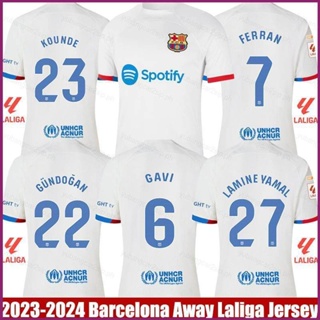 Yp2 เสื้อยืด แขนสั้น ลาย Barcelona Away Yamal Gundogan Kounde Gavi Ferran Jersey พลัสไซซ์ PY2 2023-2024