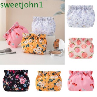 Sweetjohn กระเป๋าเครื่องสําอาง กระเป๋าใส่เหรียญ พิมพ์ลายเชอร์รี่น่ารัก ขนาดเล็ก สําหรับเดินทาง