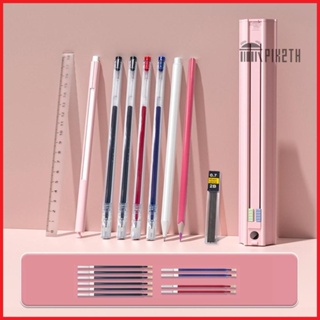 NBX Multi-Function Push-Pull Stationery Box Set - Cute Pencil Box Hexagonal with 6 Pencils Standing Pen Holder Writing Case for Students