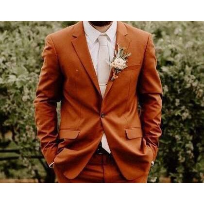 MEN RUST SUIT - Men Wedding Suit - Men Wedding Dress - Groom Wear Suit - Men Men Rust Orange Suit - 