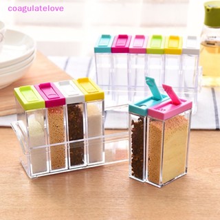 Coagulatelove ชุดขวดใส่เครื่องเทศ เกลือ พริกไทย พร้อมชั้นวาง 6 ชิ้น ต่อชุด [ขายดี]