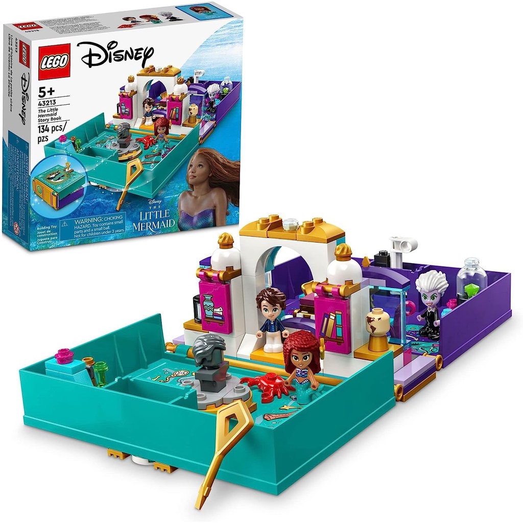 LEGO Disney The Little Mermaid Story Book 43213 Fun Playset with Ariel, Prince Eric, and Ursula Micr