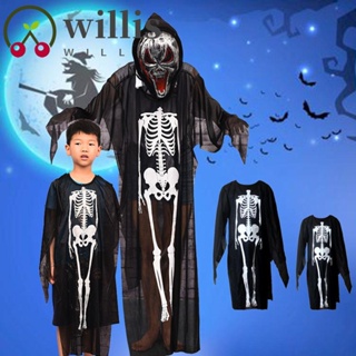 Willis เสื้อผ้าโครงกระดูก อุปกรณ์ปาร์ตี้ สยองขวัญกะโหลก หน้ากากสยองขวัญ ถุงมือเด็ก ฮาโลวีน แต่งตัว