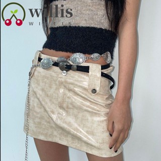 Willis สายโซ่คาดเอว โลหะ สีเงิน สีทอง เครื่องประดับแฟชั่น สไตล์ชนเผ่า สําหรับชุดเดรส