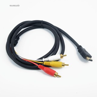 【GRCEKRIN】New Adapter 1080p Quickly Connects Black Cable Cord HDMI Male to 3 RCA Cable