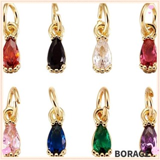 Borag เครื่องประดับ ลูกปัดคริสตัล ทรงหยดน้ํา สีเหลือง สีแดง สีดํา สีขาว สีชมพู