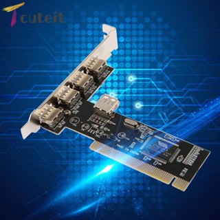 Tcuteit อะแดปเตอร์การ์ดขยาย PCI 4 พอร์ต PCI เป็น USB 2.0