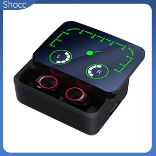 Shocc M90Max หูฟังไร้สาย ตัดเสียงรบกวน พร้อมเคสชาร์จ ไฟ LED กันน้ํา สําหรับเล่นกีฬา