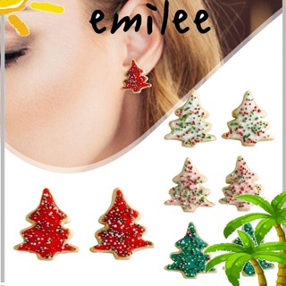 Emilee ต่างหูสตั๊ด อะคริลิค รูปเค้กคริสต์มาส สีแดง แวววาว แฟชั่น สําหรับวันวาเลนไทน์