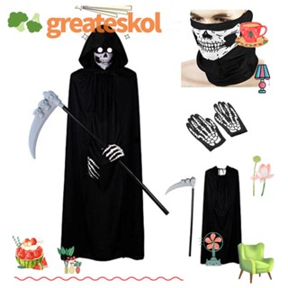 Greateskol เครื่องแต่งกายคอสเพลย์ ชุดยูนิฟอร์ม สีดํา ฮาโลวีน เครื่องแต่งกายที่น่ากลัว เครื่องแต่งกายแฟชั่น ผ้าปาร์ตี้ เสื้อคลุมสีดํา ผู้ใหญ่