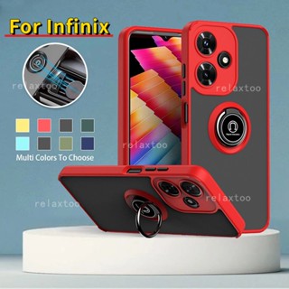 เคสโทรศัพท์มือถือแบบแข็ง ใส ผิวด้าน กันกระแทก พร้อมแหวนขาตั้ง สําหรับ Infinix Hot 30i 30Play Note 12 G96 Note12G96 Hot30i Hot30Play 5G 4G