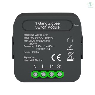 QS-Zigbee-CP01 Tuya ZigBee Intelligent Switch Module Intelligent Home Switch Conversion Module 1 Gang Switch Module Device Sharing Timing Function Mobilephone APP Remotes Control Compatible with Alexa Google Home Voice Control Need to be Used with Ga