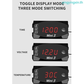 Yin 3 In 1 นาฬิกาโวลต์มิเตอร์ แรงดันไฟฟ้า หน้าจอ LED สําหรับรถจักรยานยนต์ รถยนต์ อิเล็กทรอนิกส์