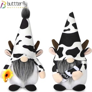 Buttterfly ตุ๊กตาวัว ไร้หน้า ไร้หน้า สีดํา และสีขาว สําหรับตกแต่งห้อง 2 ชิ้น