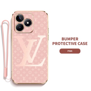 LV Ybd เคสโทรศัพท์มือถือ ซิลิกาเจล บาง พร้อมสายคล้อง ป้องกันเลนส์ สําหรับ OPPO Realme C51 C53 Narzo N53 K11 5G