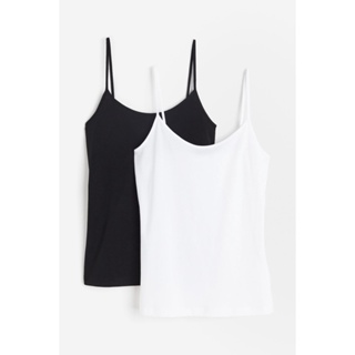 H&amp;M เสื้อสายเดี่ยวเจอร์ซีย์แพ็ค 2 ตัว Woman 2-pack jersey strappy tops 0736870_1