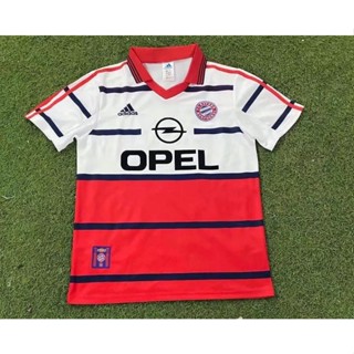 เสื้อกีฬาแขนสั้น ลายทีมฟุตบอล Bayern Away 98-00 คุณภาพสูง สไตล์วินเทจ