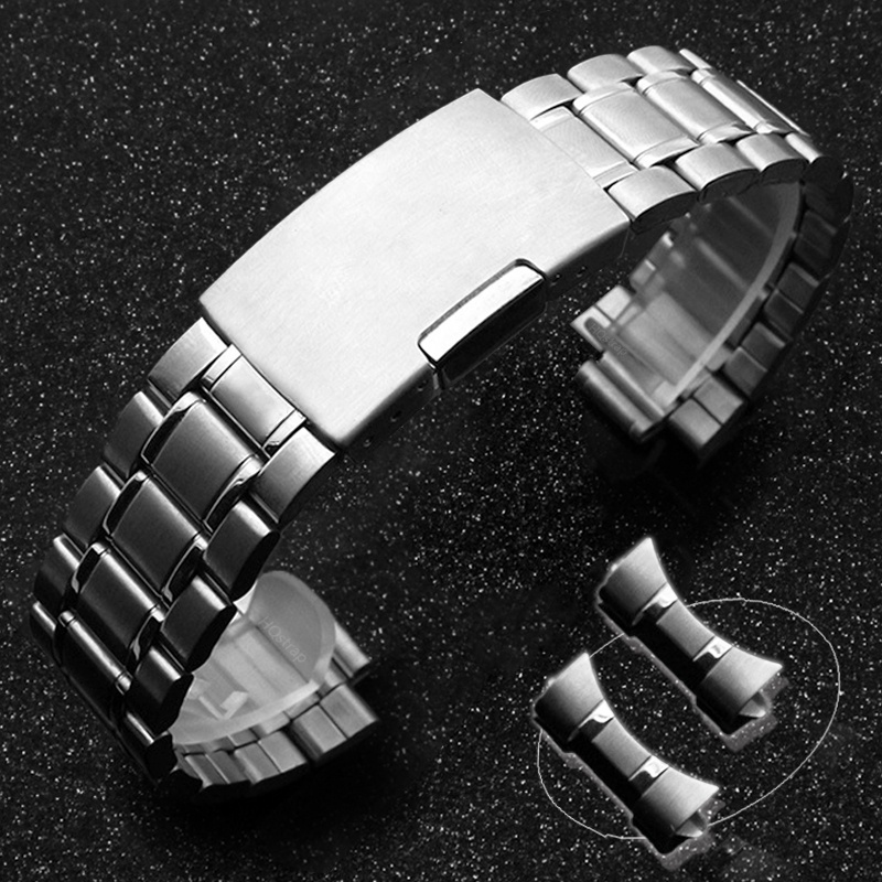 สายนาฬิกาข้อมือ สเตนเลส ทรงโค้ง 20 มม. 22 มม. แบบเปลี่ยน สําหรับ Seiko Rolex Light bands watchband Silver Gold Straps