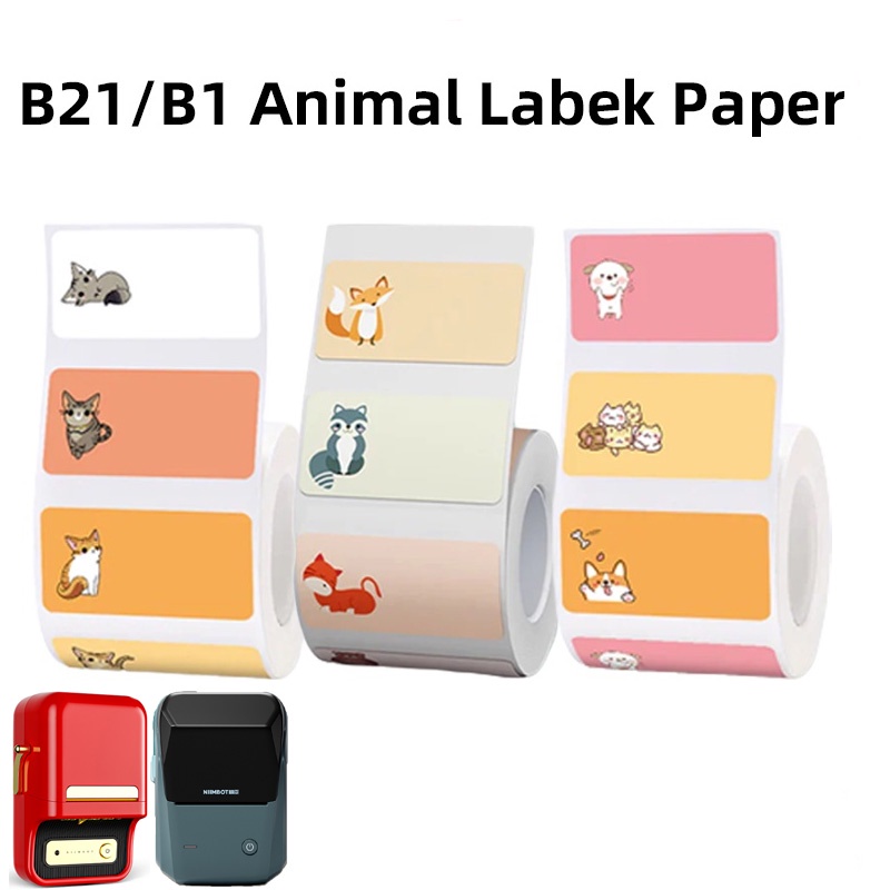 Niimbot B21 / B3s กระดาษพิมพ์ ลายสัตว์น่ารัก กันน้ํา กันน้ํามัน กันรอยขีดข่วน และทนต่อการฉีกขาด สติกเกอร์น่ารัก
