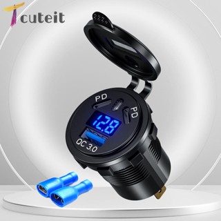 Tcuteit อะแดปเตอร์ชาร์จเร็ว 45W Dual PD C Type QC3.0 สําหรับรถยนต์ เรือยอร์ช และรถยนต์ทุกพื้นที่