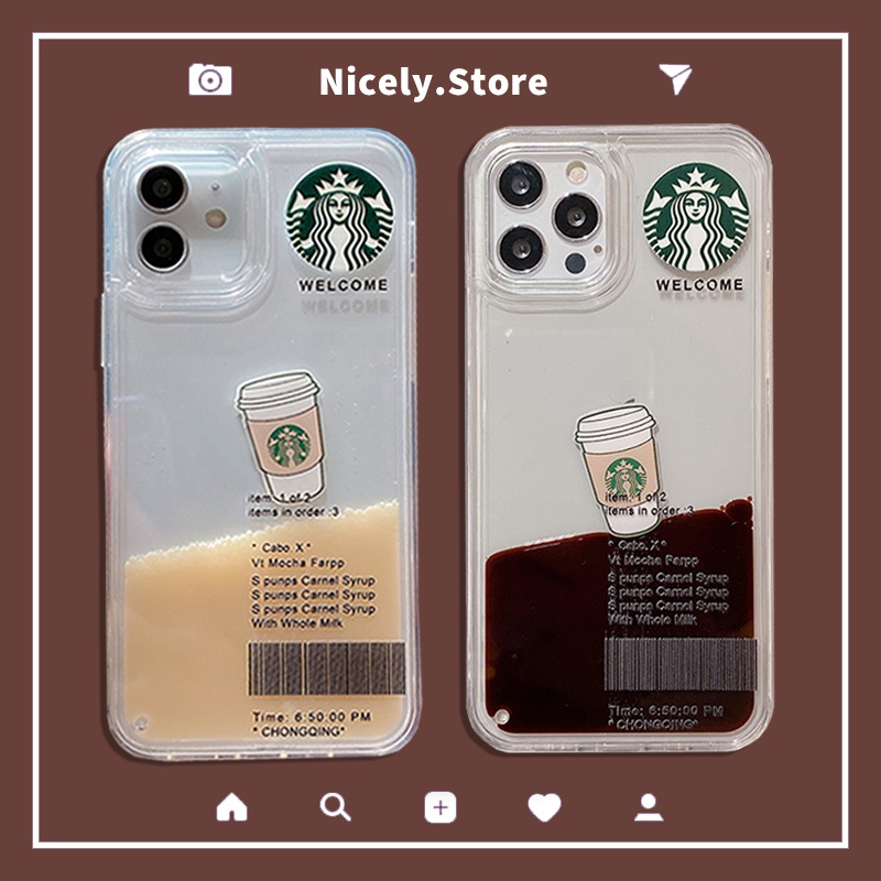 Floating Star Bucks Flow Liquid Quicksandเคสโทรศัพท์สําหรับiPhone 17 16 15 14 Plus 13 12 11 Pro Max 