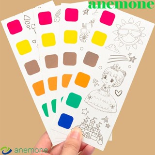 Anemone สมุดวาดภาพระบายสีน้ํา รูปสัตว์ พร้อมแปรง สําหรับเด็ก