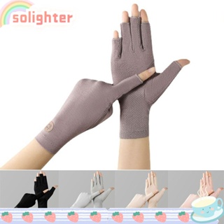 Solighter ถุงมือกันแดด แบบบาง อุปกรณ์ขี่จักรยาน สําหรับผู้หญิง 1 คู่