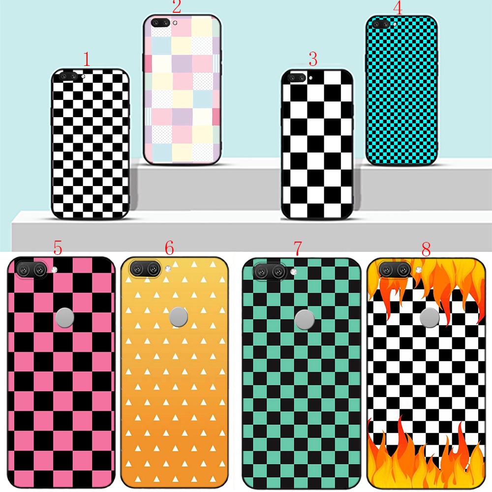 Realme 7 Pro 7 4G 7i 8 8 Pro 8 5G C31 C33 B17 Checkerboard สีพิมพ์เคสโทรศัพท์สีดํานุ่ม