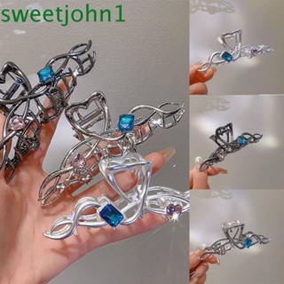 Sweetjohn กิ๊บติดผม โลหะผสม คริสตัล ฉลามกลวง ขนาดใหญ่ สไตล์เกาหลี