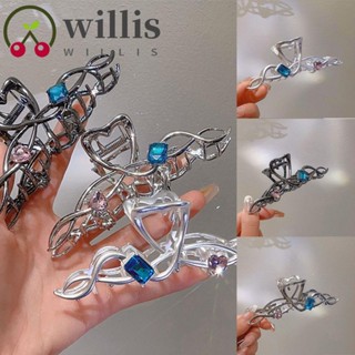 Willis กิ๊บติดผม โลหะผสมคริสตัล รูปกรงเล็บปลาฉลาม ประดับเพชรเทียม ขนาดใหญ่ สไตล์เกาหลี สําหรับผู้หญิง