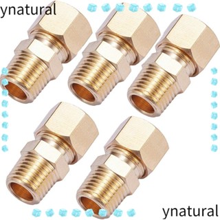 Ynatural ข้อต่อท่อทองเหลือง 3/8 นิ้ว OD x 1/4 นิ้ว NPT ตัวผู้ ทนทาน 5 ชิ้น