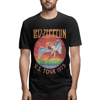 เสื้อเชิ้ต คอกลม ผ้าฝ้ายแท้ ลาย Led Zeppelin Us Tour 1975 แฟชั่น สําหรับของขวัญวันเกิด