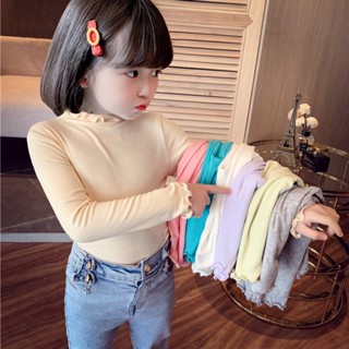 เสื้อยืดแขนยาว ผ้าลูกไม้ แบบบาง 6 สี แฟชั่นฤดูใบไม้ผลิ และฤด…