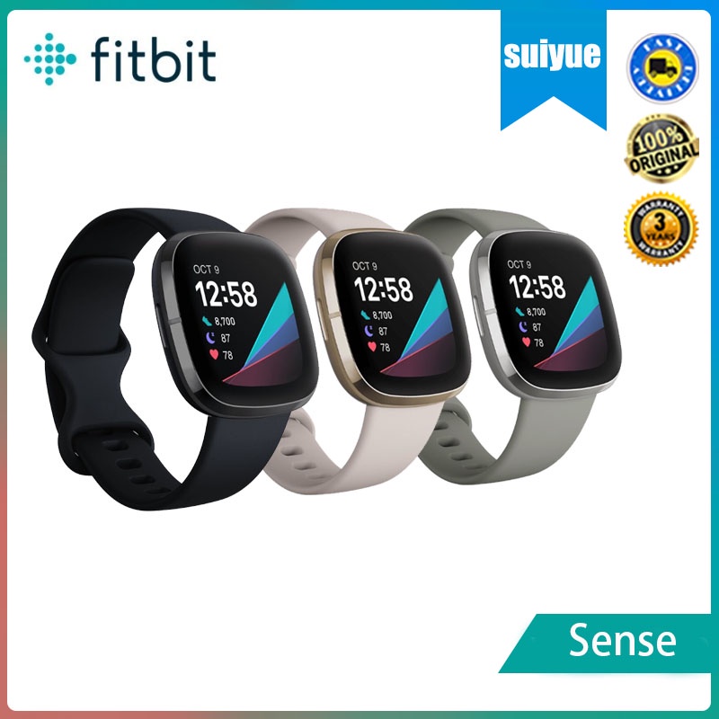 Fitbit Sense สมาร์ทวอทช์ หน้าจอ AMOLED GPS ตรวจจับความเครียด