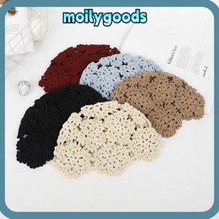 Moilyhd หมวกบีนนี่ ผ้าถัก ลายดอกไม้ สีพื้น สําหรับผู้หญิง