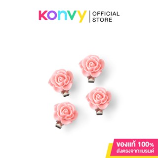 Oni Pinkish Hairpins 4pcs กิ๊บติดผมรูปกุหลาบ สีชมพู 4ชิ้น.