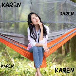 Karen เปลญวนไนล่อน น้ําหนักเบา กันยุง แบบพกพา สําหรับตั้งแคมป์ 2 คน